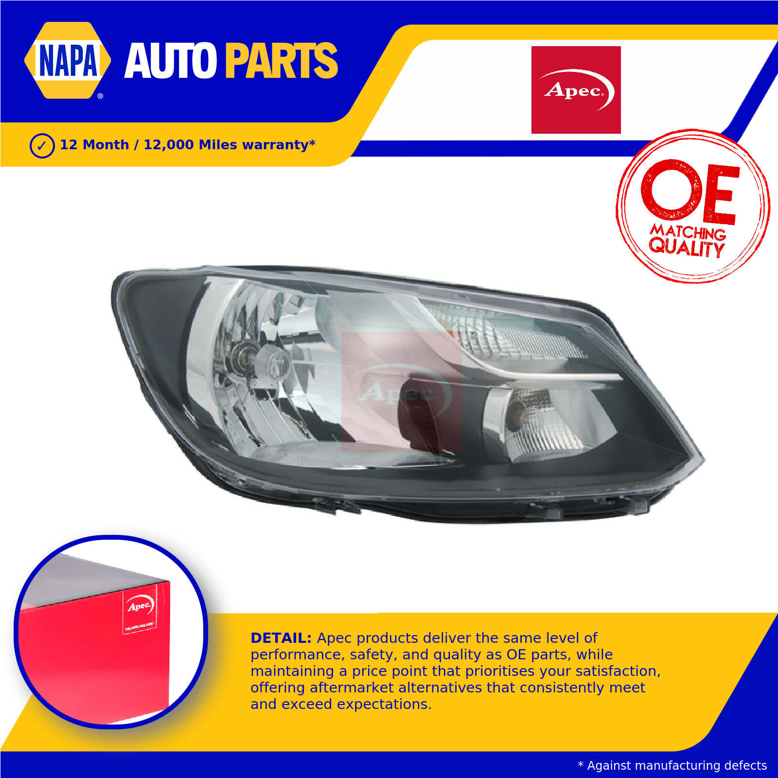 Headlight Headlamp Left ALH2717 Apec 2K5941005 2K5941005A Top Quality Guaranteed