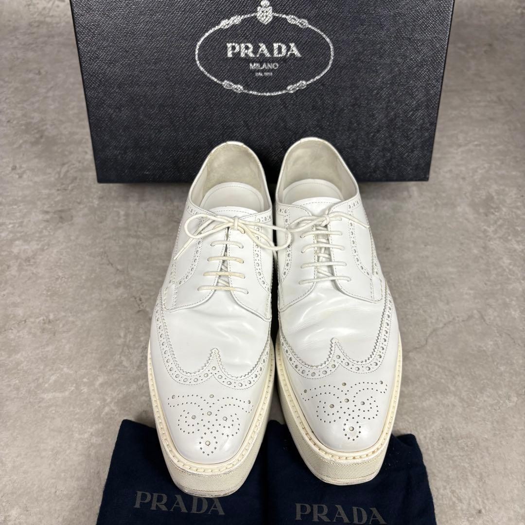 PRADA Platform Wingtip Leather Shoes, Size 7, Men's, From Japan, y9741 thumbnail 10