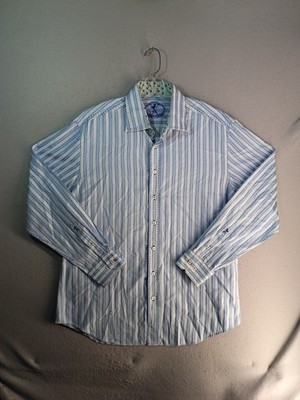 Bugatchi Mens Long Sleeve Button Front Shirt XXL Striped Shaped Fit Cotton