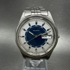 Seiko Watch Men 35mm Blue Dial Silver Tone Daydate Round 7N43-8A39 New Battery