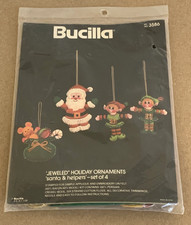1979 Bucilla "Santa Helpers" Felt / Jeweled Christmas Ornaments Kit - Sealed