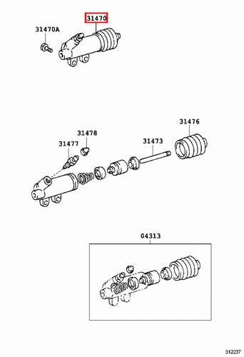 Genuine Toyota LandCruiser HZJ79 HZJ78 Clutch Slave Cylinder - Picture 4 of 6
