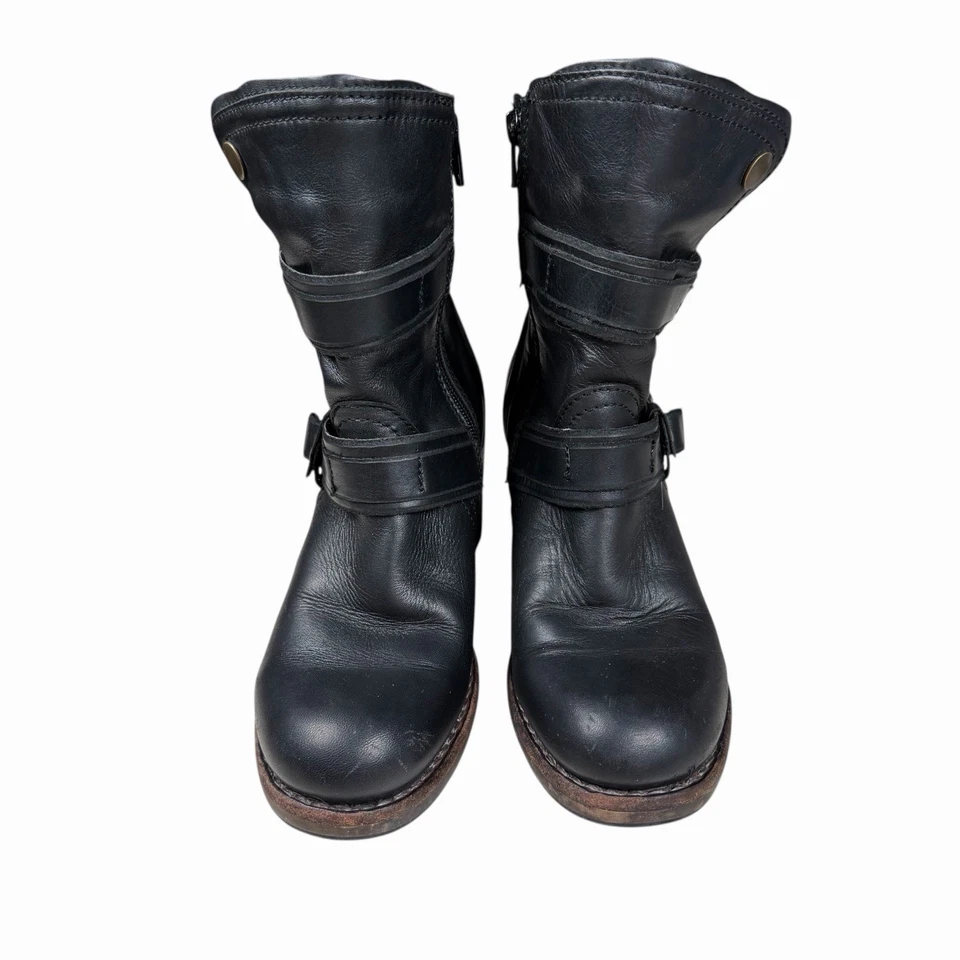 Taos Women's Tombat Black Leather Strappy Heeled Ankle Boots Size 36 EU/5-5.5 US - Image 2 of 4