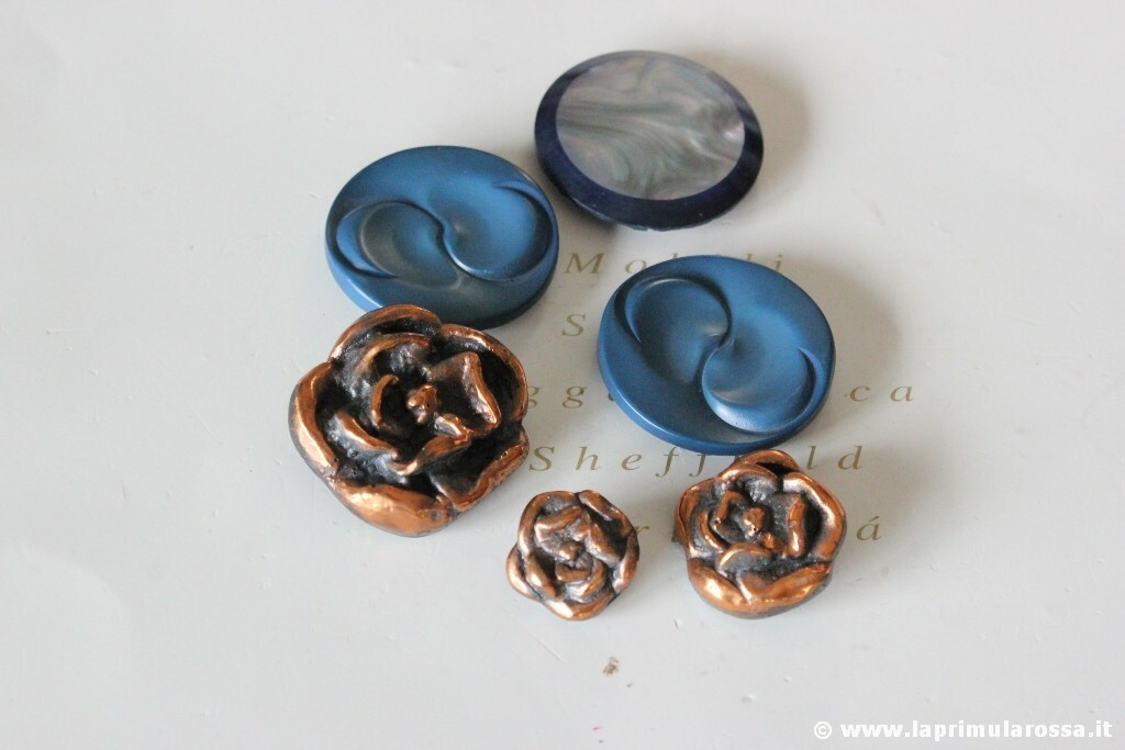 Set 24 Bottoni Vintage A Vite Con Fiore Turchese - Per Borse, Cinture, Abbigliamento, Decorazione Fai Da Te - Foto 3