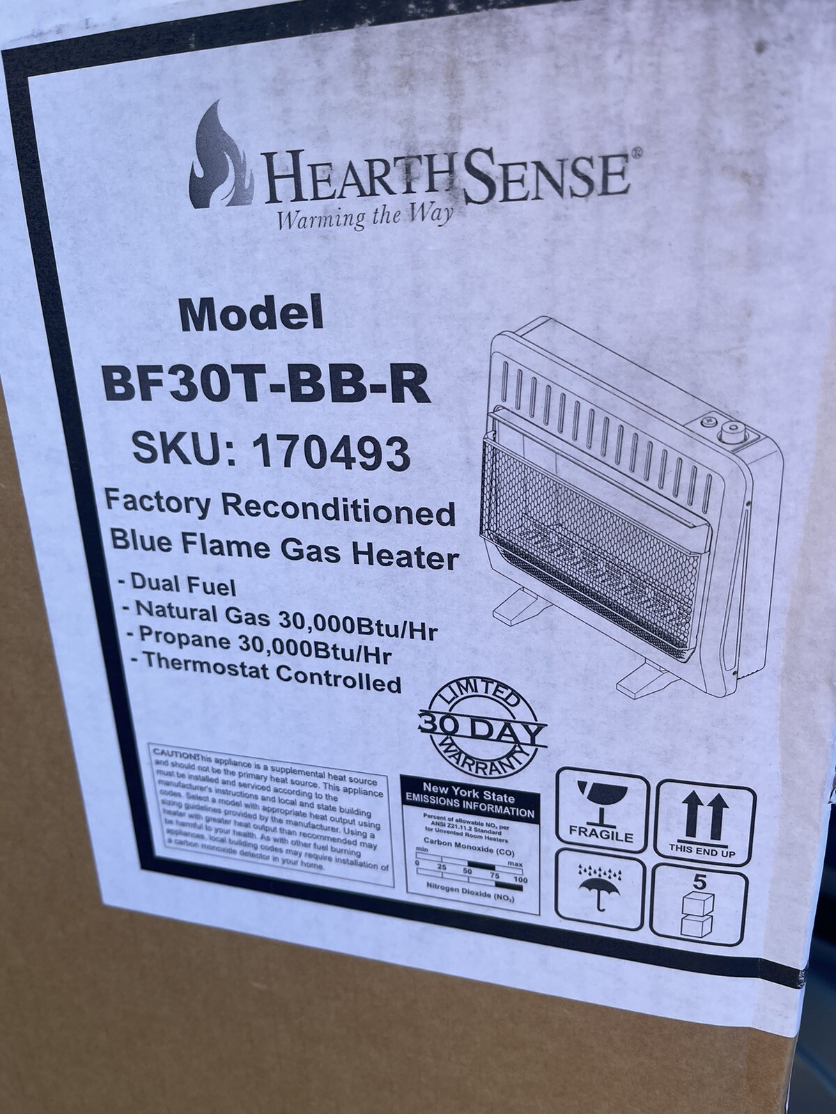 HearthSense BF30T-BB-R Dual Fuel 30000 BTU Ventless Heater for sale online  | eBay