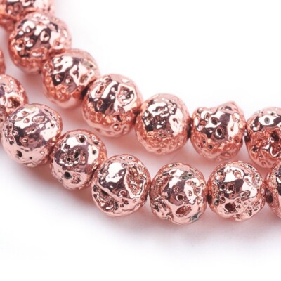 Lava Perlen electroplated natural 4mm30St. 6+8mm20St. 10mm15St. Fädelloch 1mm