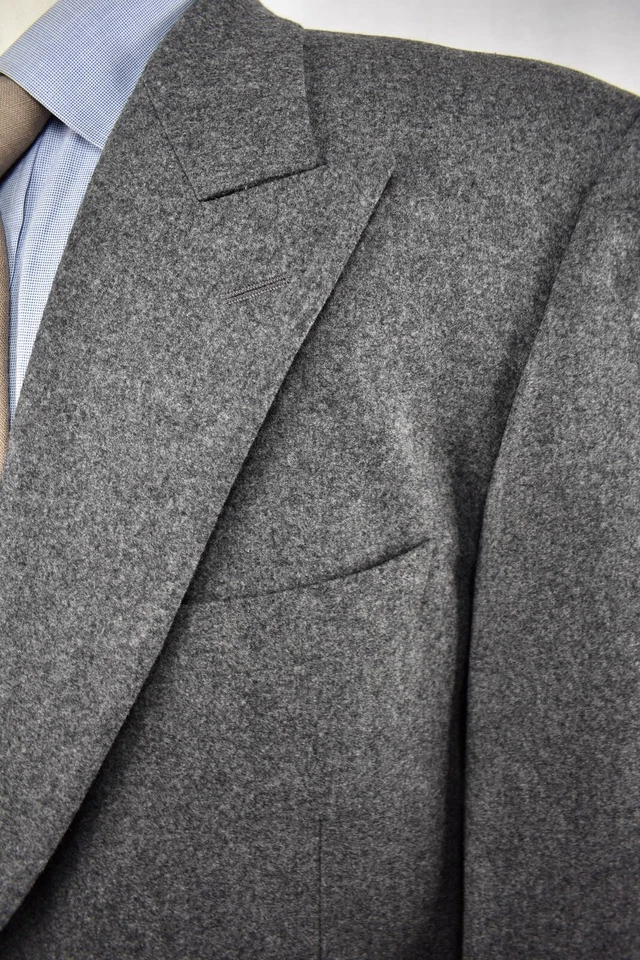 Terno 1976-1994 Samuelsohn cinza mistura lã/cashmere um botão duas peças tamanho: 42R - Imagem 3 de 4