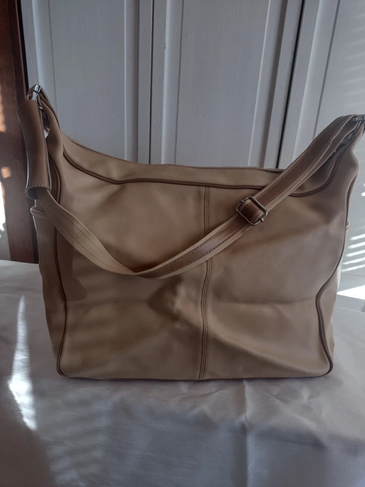 Arcadia Buttery Soft Large Italian Leather Bag, Crmy Lt Caramel Color, Italian  - Image 2 of 4