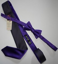 MEN'S 2 PIECE PURPLE NECKTIE  BOW LOT REVERSIBLE TIE 