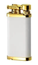Old Boy IM Corona Butane Pipe Lighter 90 Degree Flame Gold Matte White - 1205