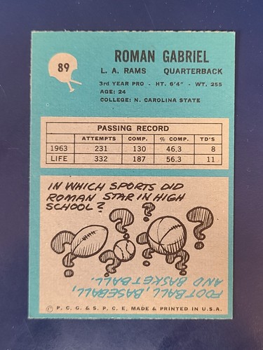 Tarjetas de fútbol americano Philadelphia 1964 completan el conjunto que elijas #1 - 98 - Imagen 177 de 195