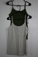 Women's Time and Tru Adjustable Straps Cami 2-Pack Green/Grey Small 4-6