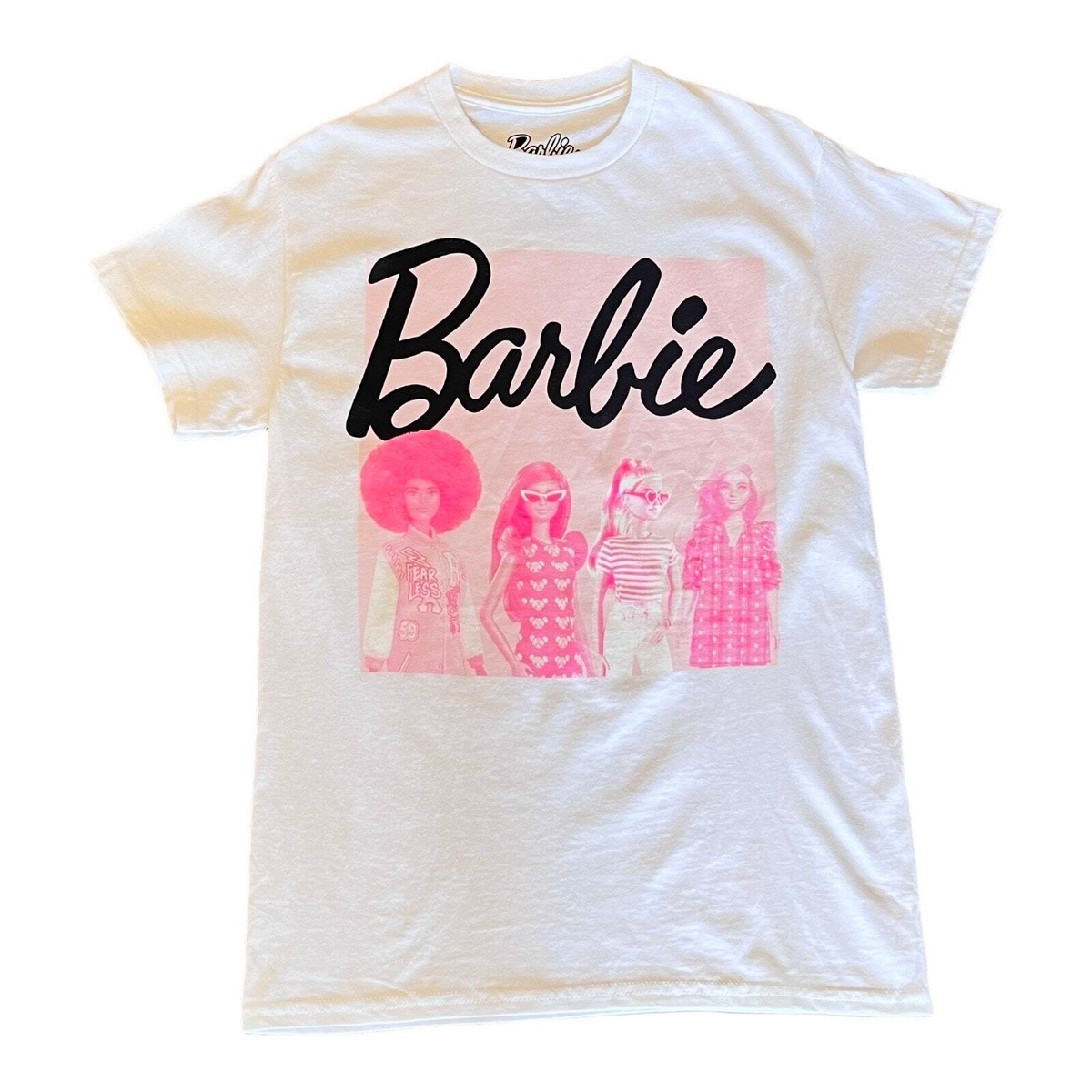 Barbie T SHIRT Iconic Posing Womens SM 100% Cotton White Tee