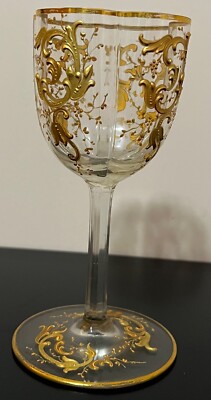 Moser Quatrefoil Glass Set- Gold Scroll Work