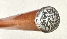 Vintage Antique Sterling Silver Top Fancy Swagger Knob Walking Stick Cane 21.5  
