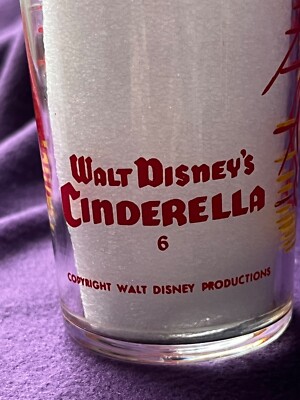 Walt Disney Production's 1940's Cinderella Glass Tumbler #6/8 | eBay