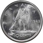 1963 Canada 10 Ten Cents .800 Silver Brilliant Uncirculated Dime Coin