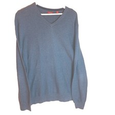 IZOD Mens Blue V Neck Knit Pullover Sweater Size L