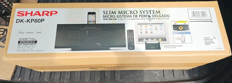 Sharp DK-KP80P SLIM MICRO SYSTEM WITH DOCKING SLOT, Mini Audio System Sealed - Image 2 of 4