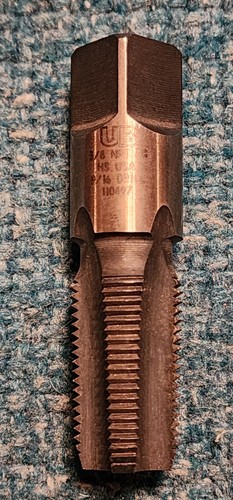 Union Butterfield (UB): 3/8"-18 NPT HS USA Pipe Tap 110497, 9/16" Drill 4 Flutes - Foto 1 di 9