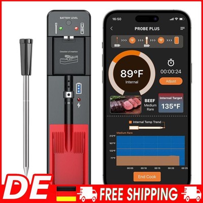 Wireless Smart Meat Thermometer Cordless Meat Thermometer for Smoker Rotisserie