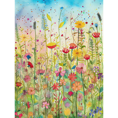 Sommer Wildblume Blütenwiese moderne Volkskunst riesiger Kunst Poster Druck riesig