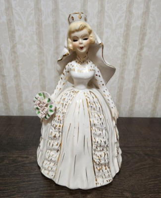 Vintage Consco Marilyn Exclusive Bride Pink Roses Gold Accents With Sticker 7''
