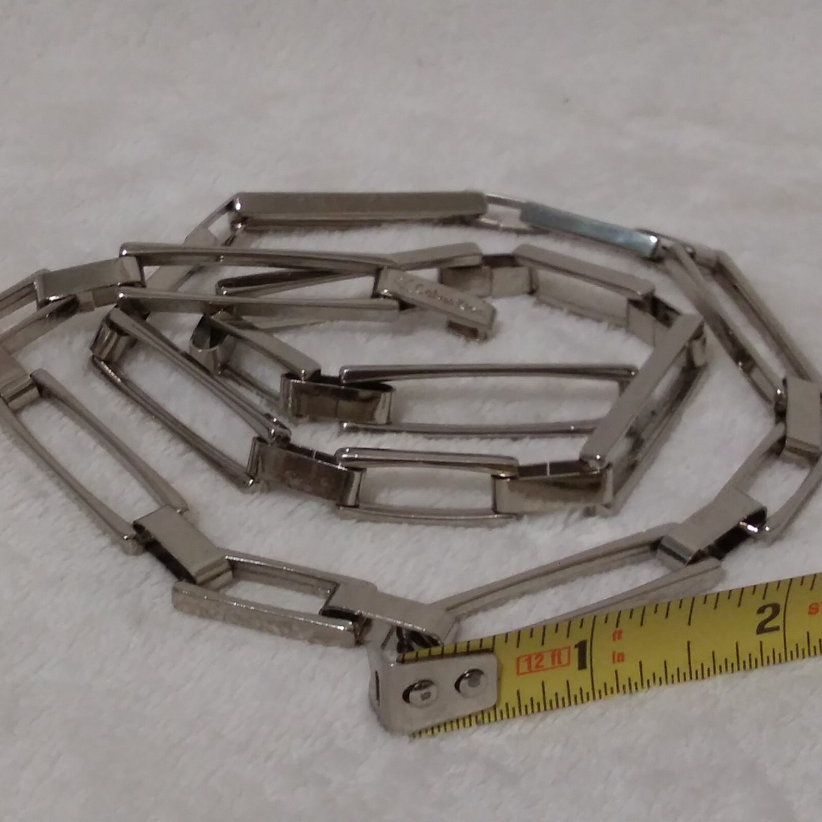 Calvin Klein two strands Chain +  rhinestones belt Silver Signed 30\
