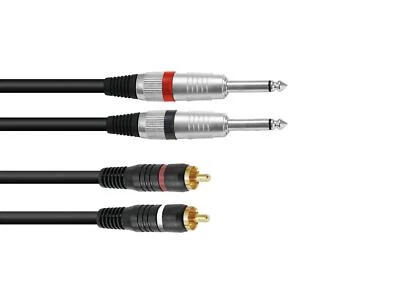 Cable adaptador Omnitronic 2x conector jack de 6,3 mm - 2x conector RCA, 1m, negro