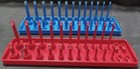 Hansen 2 Pc Socket Tray Metric SAE Tool Rack Holders 1/4" Red/Blue USA