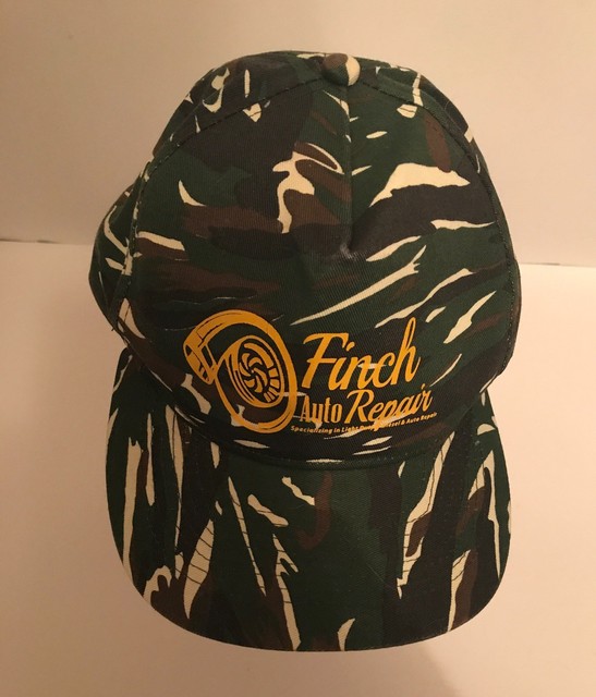 Vintage Finch Auto Repair Cap Truckers Hat Camouflage Snapback Hunting