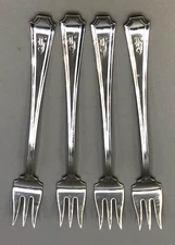Fairfax by Durgin Sterling Silver set of 4 cocktail Forks 5 5/8", monogrammed