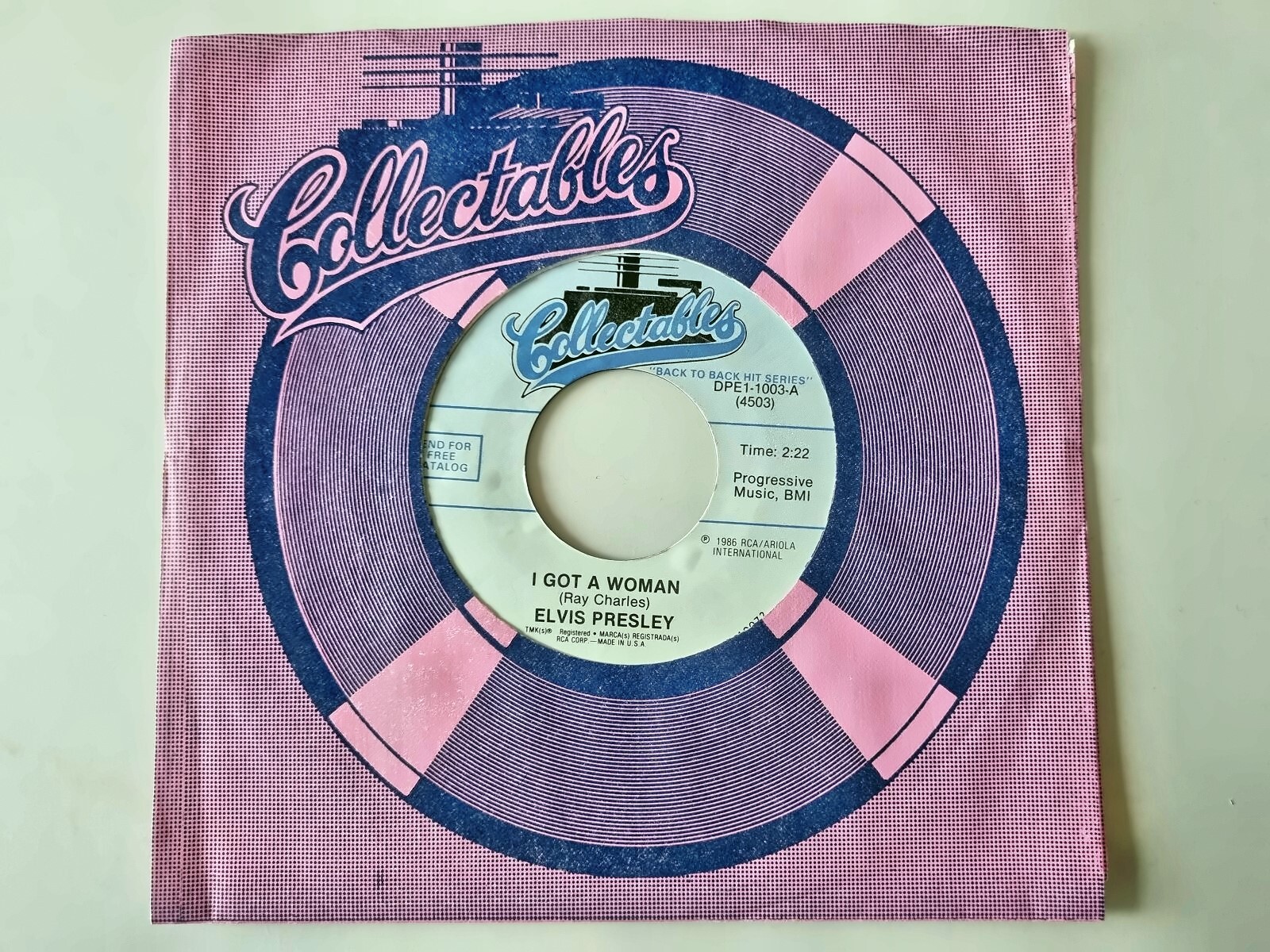 Elvis Presley - I got a woman/ I'm counting on you 7'' Vinyl US CV Ray Charles