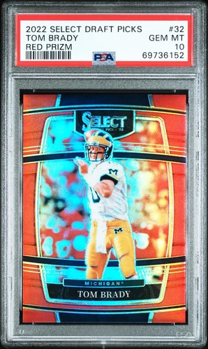 Tom Brady Red Prizm #32 PANINI SELECT DRAFT PICKS 32/149 PSA 10 POP 9 LOW POP 💎