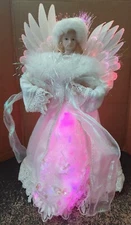 Beautiful White & Sparkle Christmas Table Top Lighted Angel Working Condition