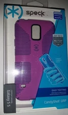 NEW SPECK CandyShell GRIP Case, Samsung Galaxy S5, Purple / Grape (+Temp Glass)