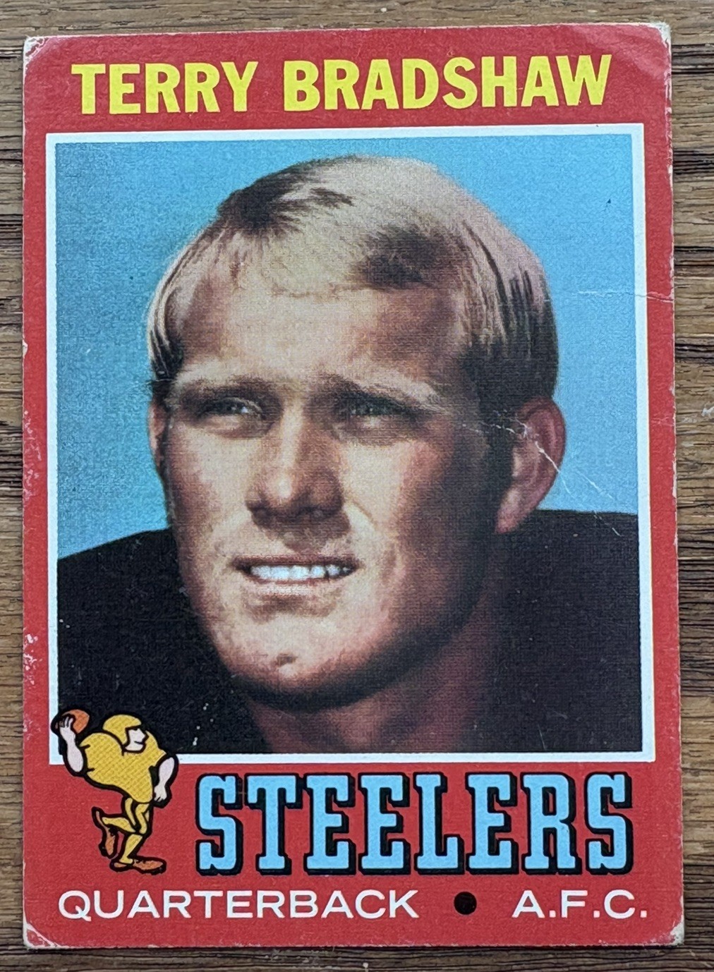 1971 Topps Set-Break #156 Terry Bradshaw RC LOW GRADE paper loss on back 