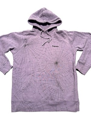 Supreme Spiderweb Hooded Sweatshirt FW16 Purple Hoodie Size Large