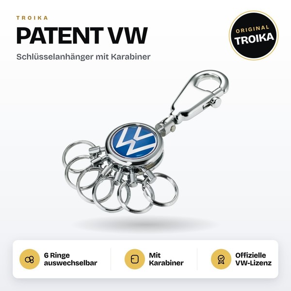 Troika Patent VW SchlüSselanhäNger Volkswagen Logo Karabiner 6 Ringe Organizer-image