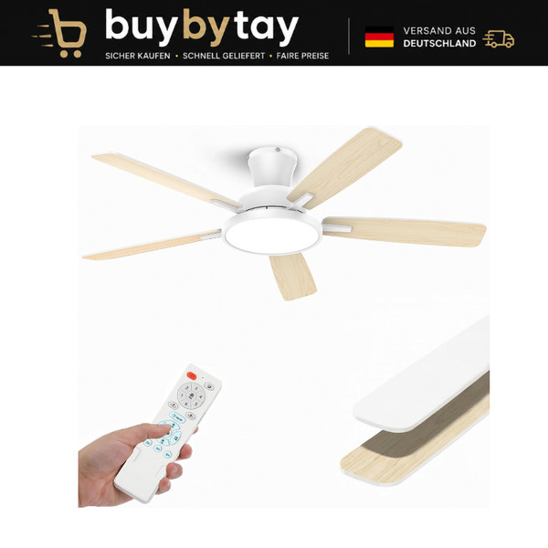 Deckenventilator Mit Licht Fernbedienung 132Cm Dimmbar Led 3000-6500K Modern-image