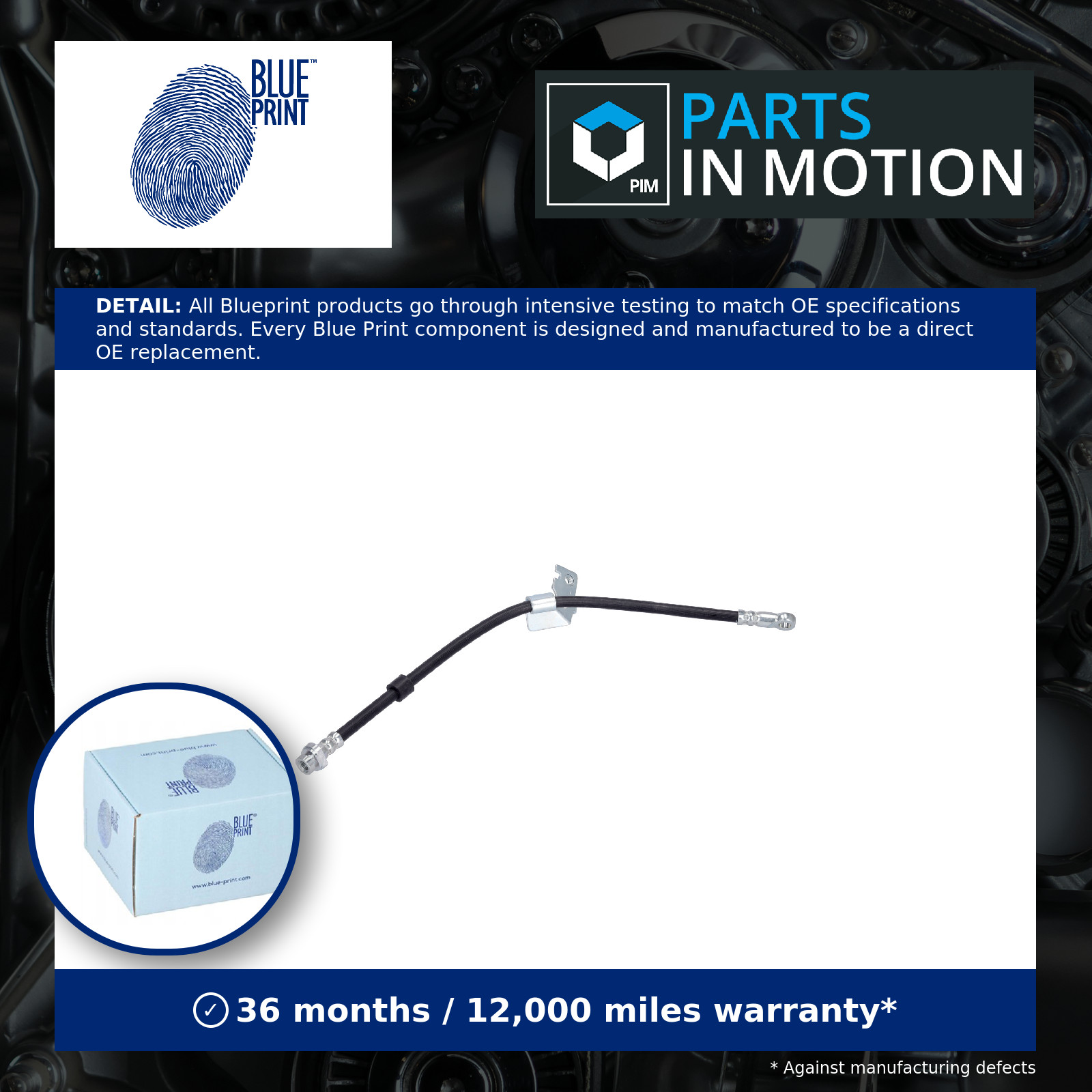 Brake Hose fits JEEP COMPASS MK49 2.0D Front Left 2006 on Hydraulic Blue Print