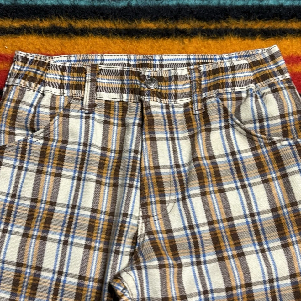 Talla 26x27- Vintage Sears Toughskins Cuadros Campana-Fondo Pantalón Mujer’s Marrón HEMMED Foto 4 de 4