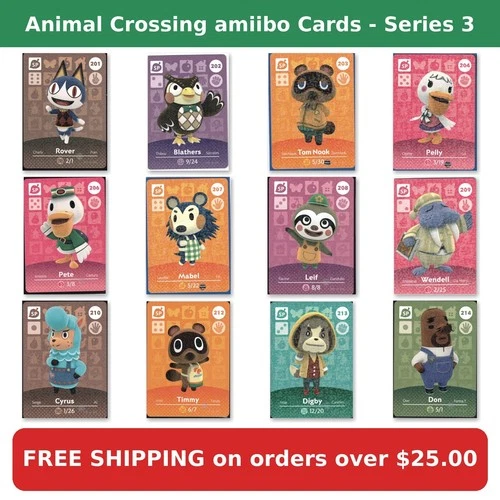 Animal Crossing Amiibo Cards Series 3 #201-300 Authentic! (Choose)