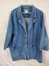 Vintage Gitano Denim Blazer Jacket 18W Oversized 90s Jean Coat Pockets Cotton