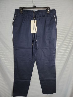 Wildfang Essential Piped Drawstring Pants Navy Blue Large