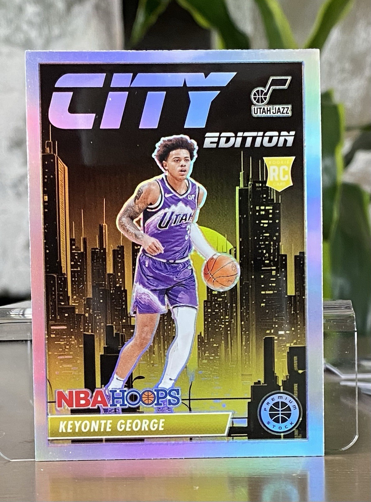 23-24 Hoops Premium Stock City Edition Keyonte George #16 Silver Prizm RC