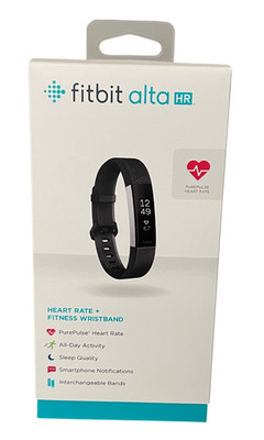 Fitbit Alta HR Heart Rate Fitness Wristband Black Band Size Large (FB408SBKL)