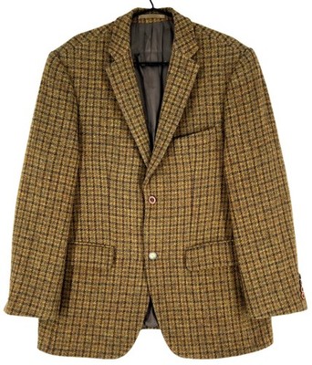 Vintage Harris Tweed Herren Wollsakko Gehwebt Blazer Jacke Größe 52 Regular Blau