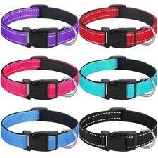 6 Pcs Reflective Dog Collar Soft Padded Breathable Adjustable Nylon Pet Collar