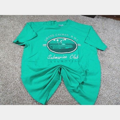 Vtg 90s Grand Cayman Submarine Club T-Shirt XL Atlantis Hanes USA Single Stitch